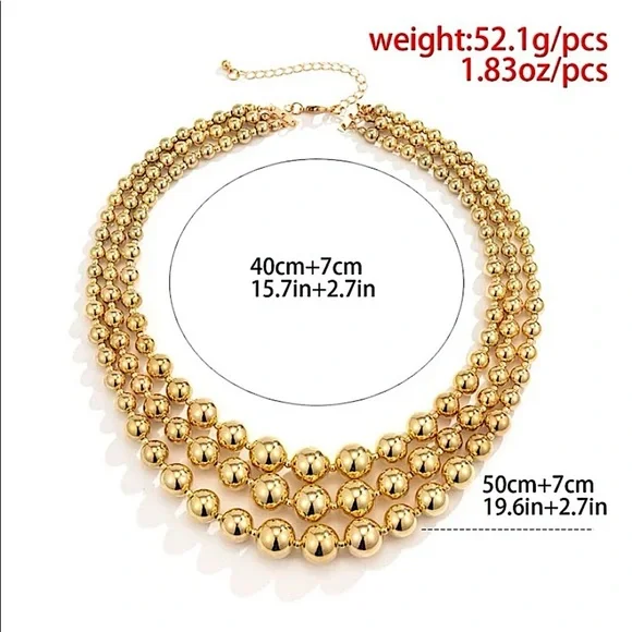 Beaded Multilayer Gold Plated Choker Necklace - Picture 7 of 8